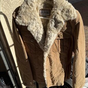 Wilsons Leather Brown Jacket with Faux Fur Collar